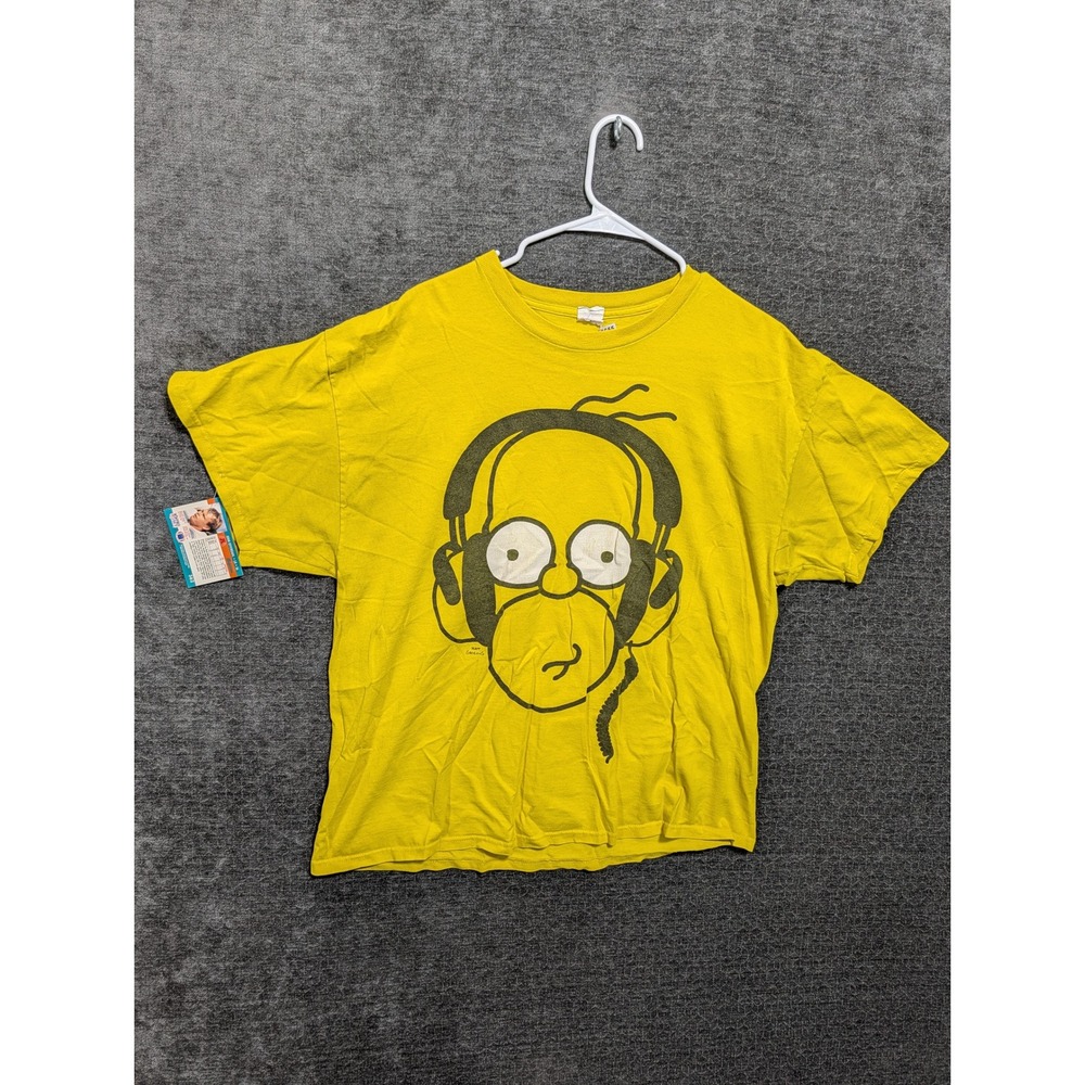 The Simpsons Homer Simpson Headphones Graphic Yellow T-Shirt Matt Groening 1655